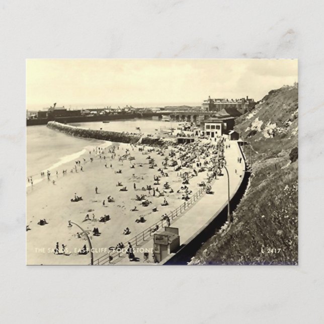 Old Postcard - Folkestone, the Sands (Front)