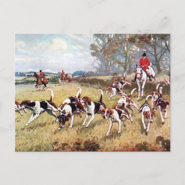 Old Postcard - Fox Hunting (Front)
