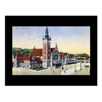 Old Postcard, Gdansk (Danzig) Railway Station