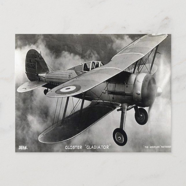 Old Postcard - Gloster "Gladiator" (Front)