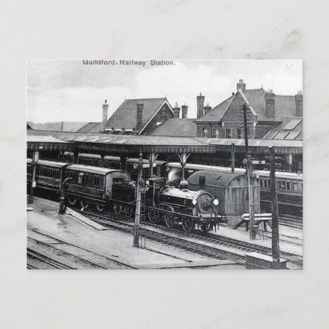 Old Postcard - Guildford railway Station (Front)