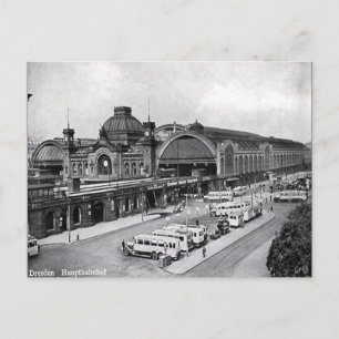Old Postcard - Hauptbahnhof, Dresden, Germany