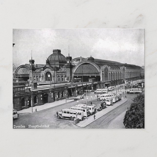 Old Postcard - Hauptbahnhof, Dresden, Germany (Front)