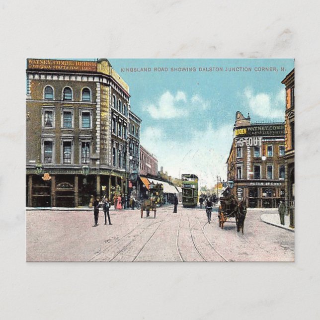 Old Postcard - Kingsland Road, Dalston, London (Front)