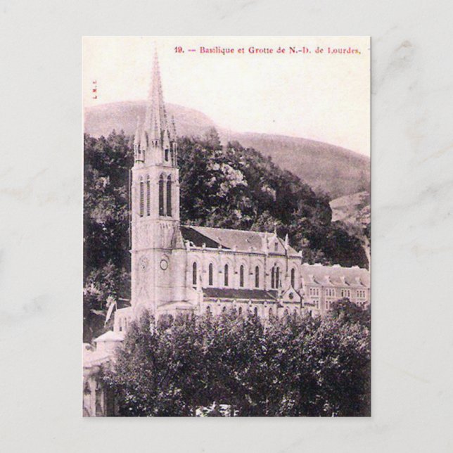 Old Postcard - La Basilique, Lourdes (Front)
