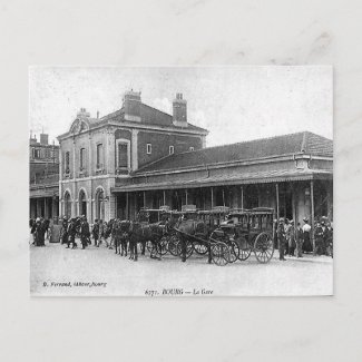 Old Postcard - La Gare, Bourg, Ain, France