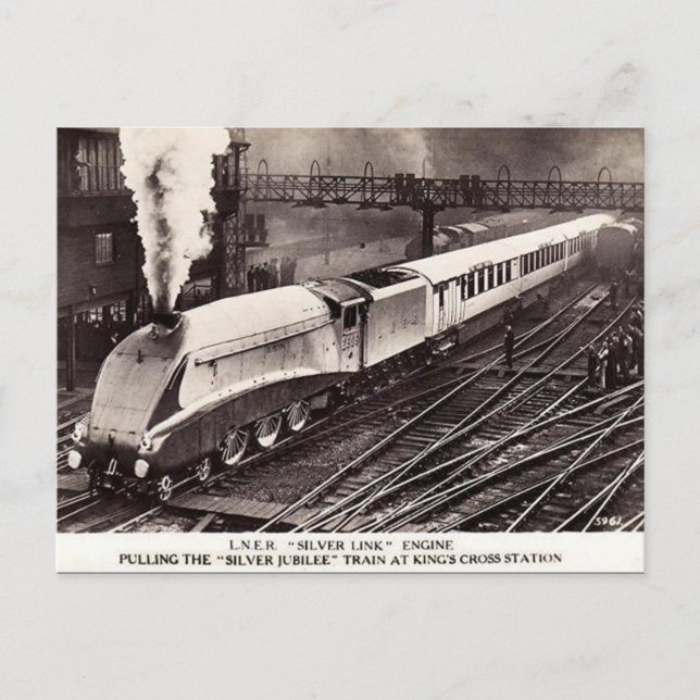 Old Postcard - LNER "Silver Link" at Kings Cross (Front)