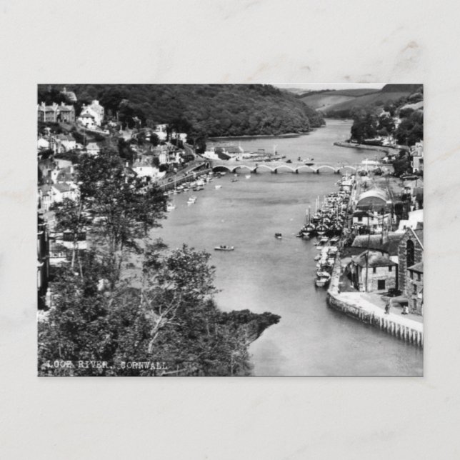Old Postcard - Looe River, Cornwall, England (Front)