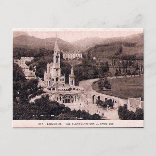 Old Postcard - Lourdes, La Basilique (Front)