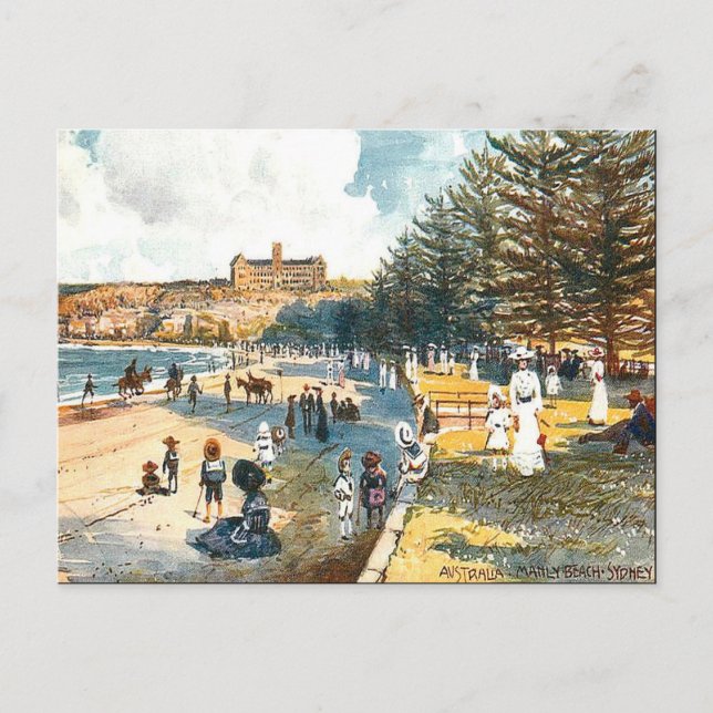 Old Postcard - Manly Beach, Sydney, NSW (Front)