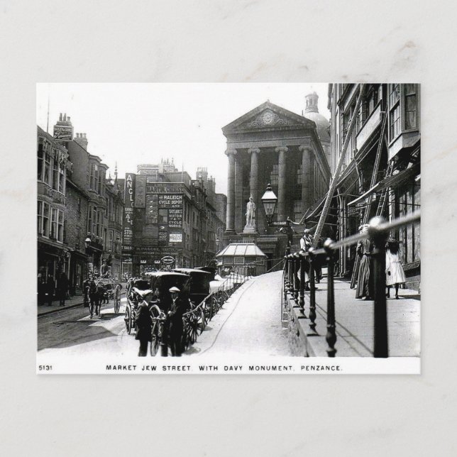 Old Postcard - Market Jew St, Penzance, Cornwall (Front)