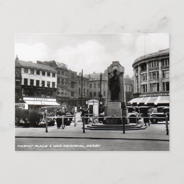 Old Postcard - Market Place, Derby (Front)