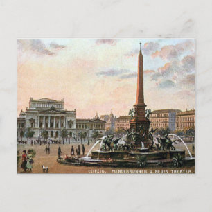 Old Postcard - Mendebrunnen, Leipzig