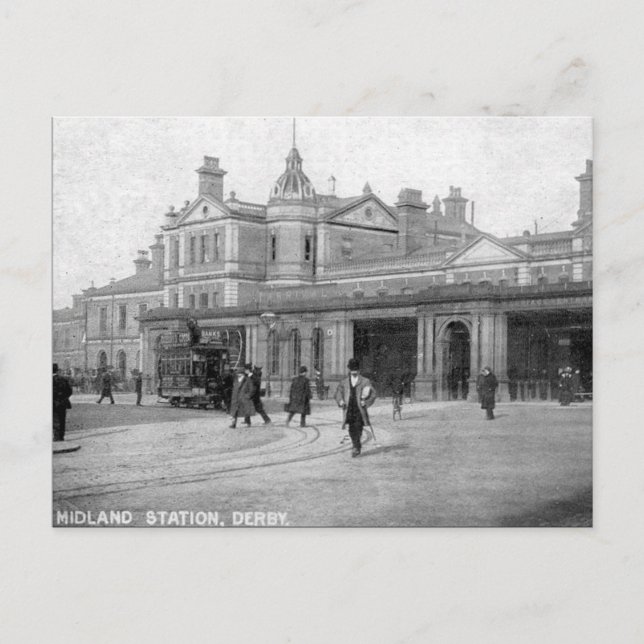 Old Postcard - Midland Station, Derby (Front)