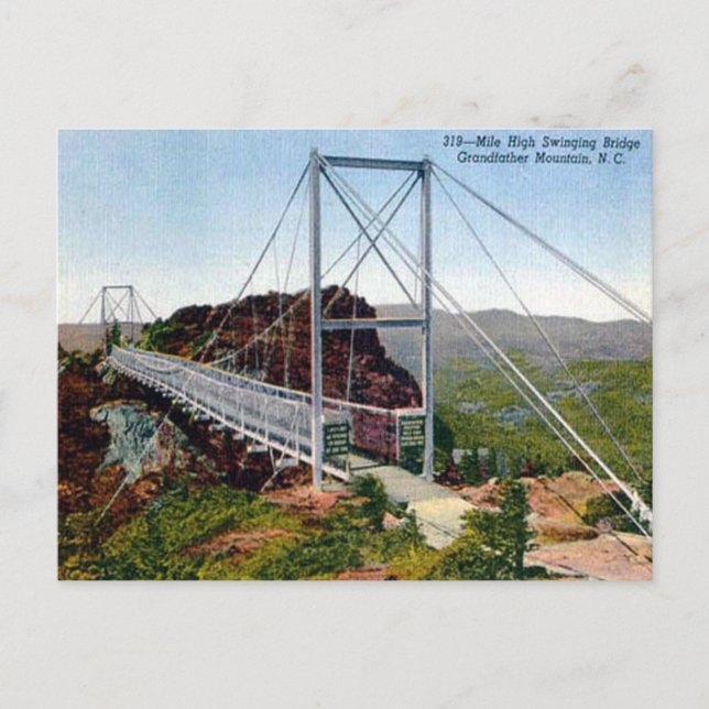 Old Postcard - Mile High Swinging Bridge, NC, USA (Front)