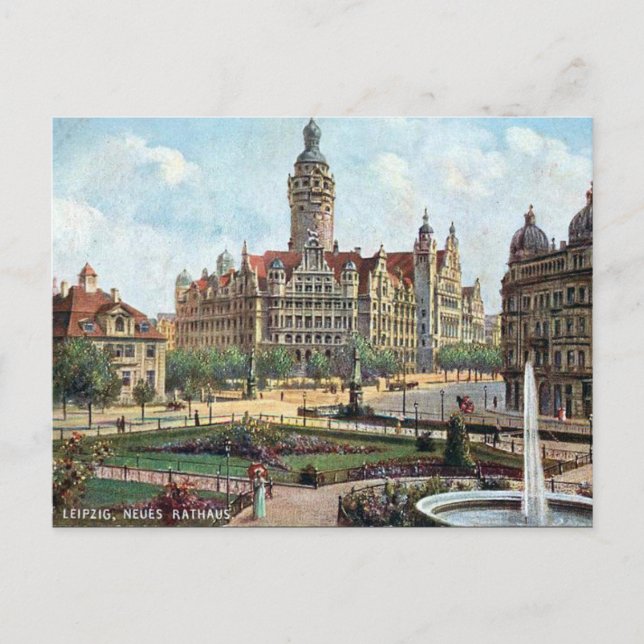 Old Postcard - Neues Rathaus, Leipzig (Front)