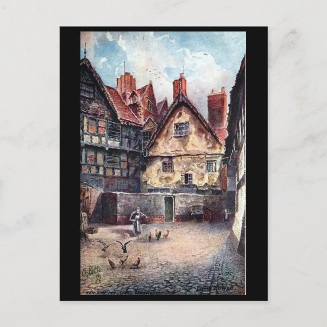 Old Postcard - New Ship Inn Yard, Shrewsbury. (Front)
