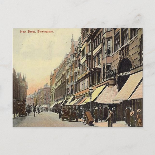 Old Postcard - New Street, Birmingham (Front)