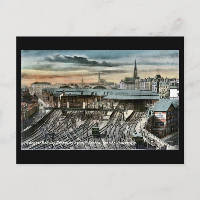 Old Postcard - Newcastle-on-Tyne, Railway Crossing (Front)