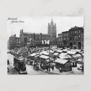Old Postcard - Norwich Market Place, Norfolk