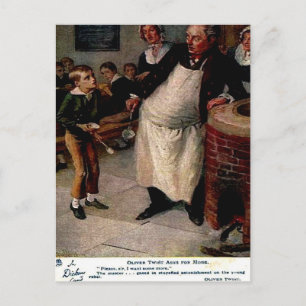 Old Postcard - Oliver Twist asks for more