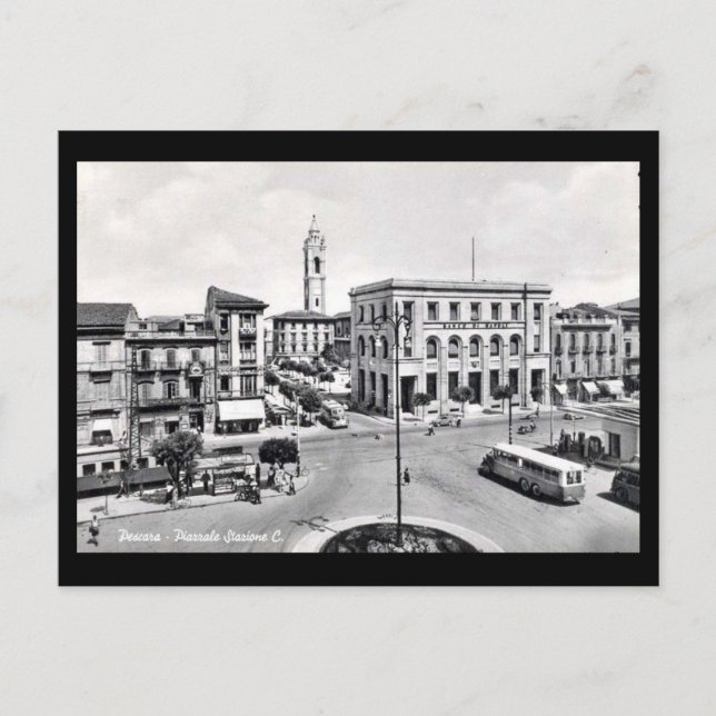 Old Postcard - Pescara, Piazzale Stazione (Front)