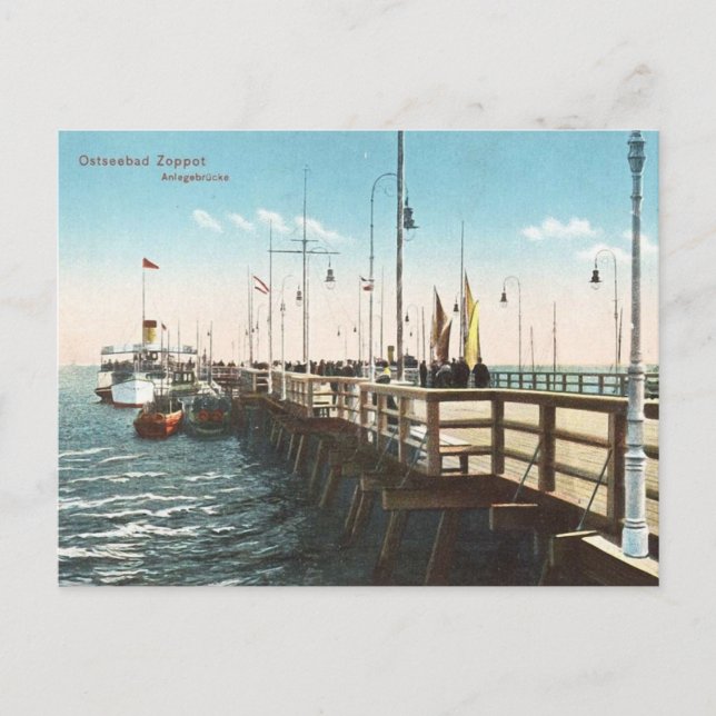 Old Postcard - Pier, Sopot, Poland (Front)
