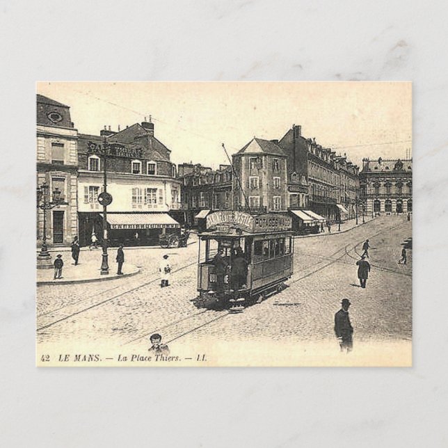 Old Postcard - Place Thiers, Le Mans, France (Front)