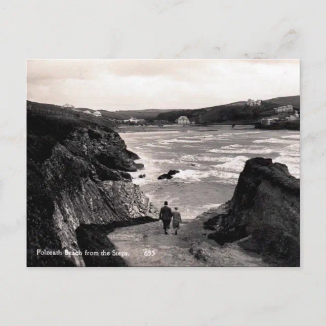 old-postcard-polzeath-cornwall-zazzle