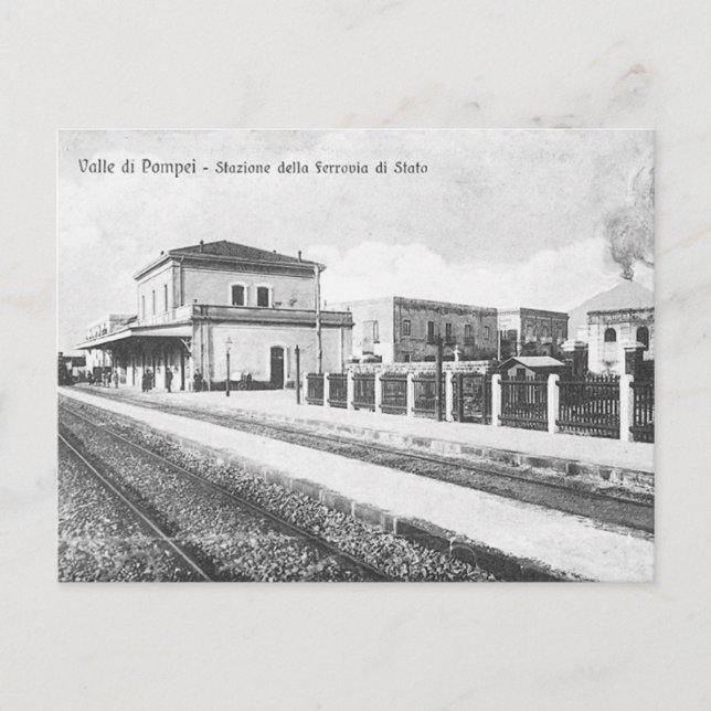 Old Postcard - Pompei Railway Station (Front)