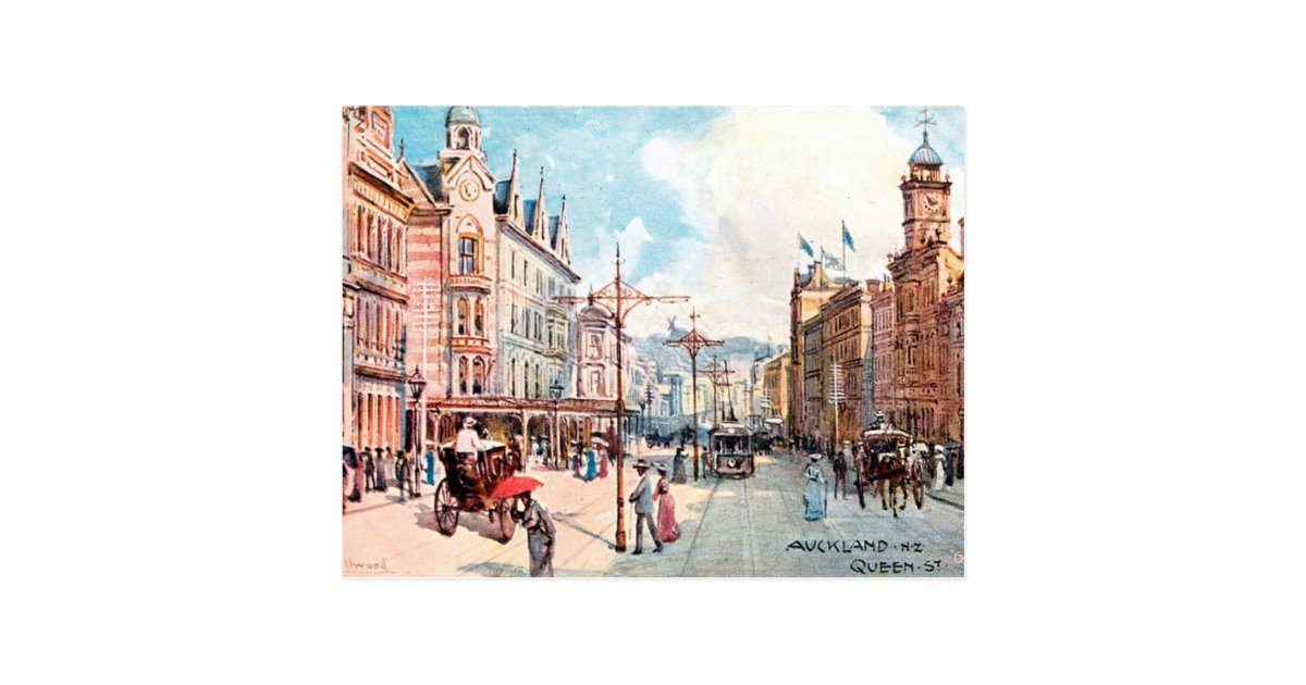 Old Postcard Queen Street Auckland New Zealand