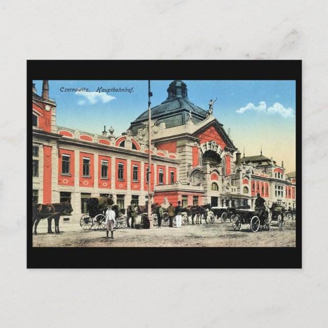 Old Postcard, Railway Station, Chernivtsi, Ukraine Postcard (Front)