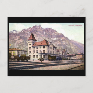 Old Postcard, Railway Station, Glarus, Switzerland Postcard