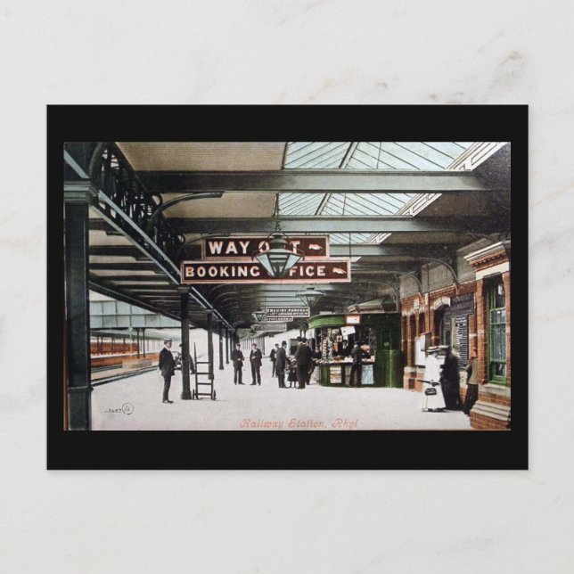 Old Postcard - Railway Station, Rhyl (Front)