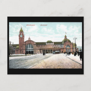 Old Postcard - Railway Station, Wiesbaden, Germany