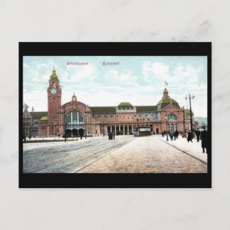 Old Postcard - Railway Station, Wiesbaden, Germany