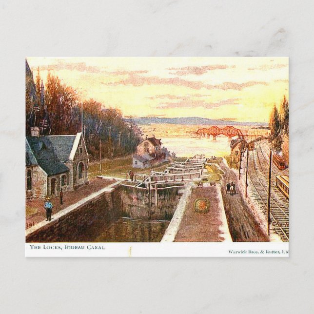 Old Postcard - Rideau Canal Locks, Ottawa, Canada (Front)