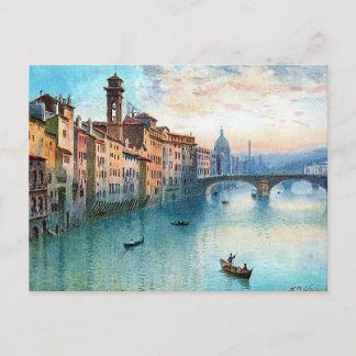 Old Postcard - River Arno, Florence, Italy