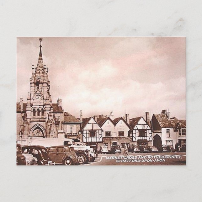 Old Postcard - Rother St, Stratford-upon-Avon (Front)