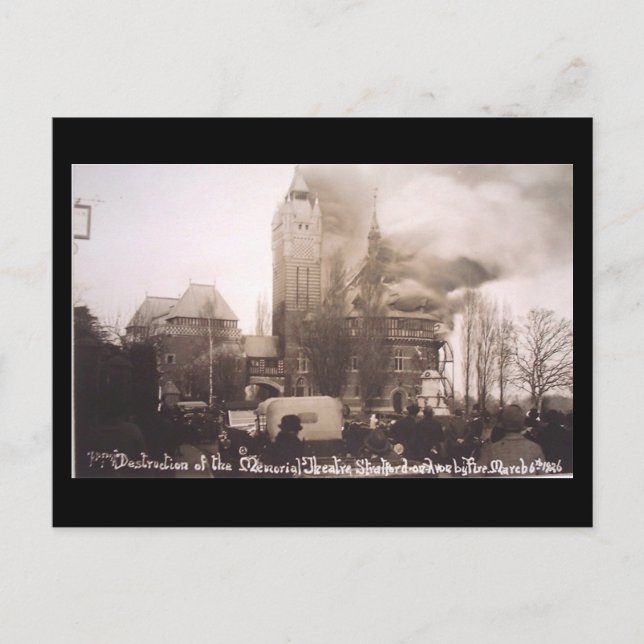 Old Postcard - Shakespeare Memorial Theatre Fire,  (Front)