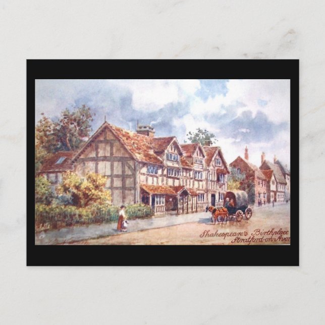 Old Postcard - Shakespeare's Birthplace, Stratford (Front)