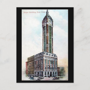 Old Postcard - Singer Building, NYC, 1911