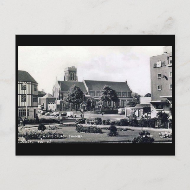 Old Postcard - St Mary's Church, Swansea. (Front)