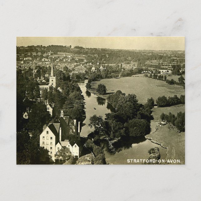 Old Postcard - Stratford-upon-Avon from the Mill (Front)