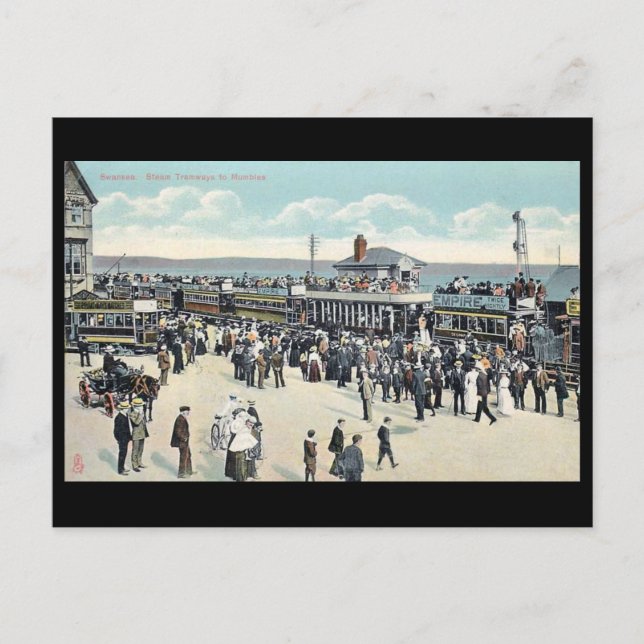 Old Postcard - Swansea, Tramway to the Mumbles (Front)