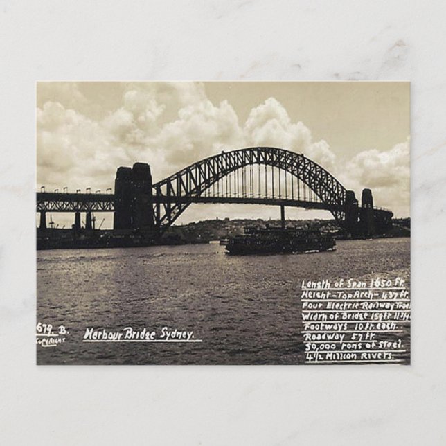 Old Postcard - Sydney Harbour Bridge (Front)