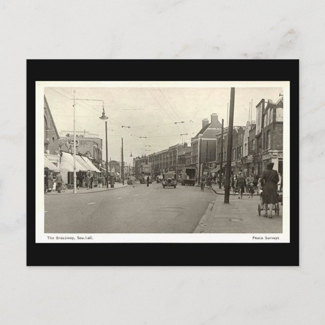Old Postcard, The Broadway, Southall Postcard (Front)