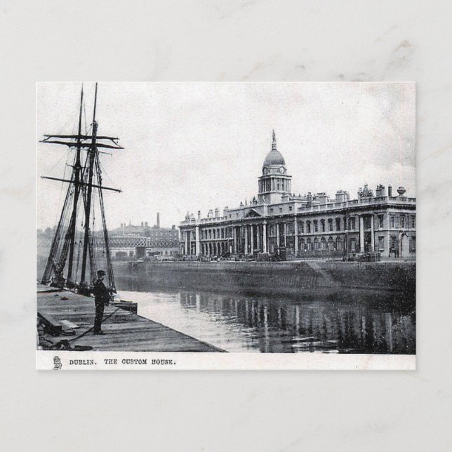 Old Postcard - The Custom House, Dublin (Front)