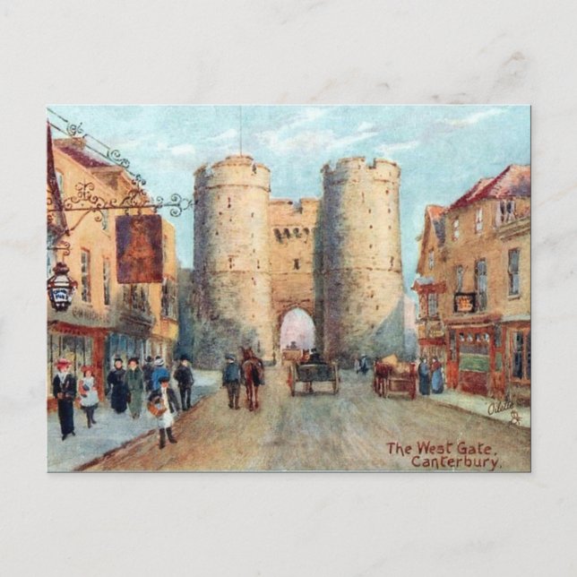 Old Postcard - The West Gate, Canterbury, Kent (Front)