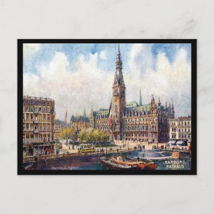 Old Postcard - Town Hall, Hamburg, Germany